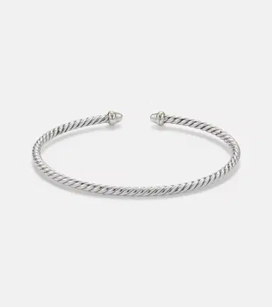 David Yurman Micro Cable Flex sterling silver and 14kt gold cuff bracelet with diamonds | Thumbnail 2