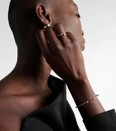 David Yurman Micro Cable Flex sterling silver and 14kt gold cuff bracelet with diamonds | Thumbnail 4
