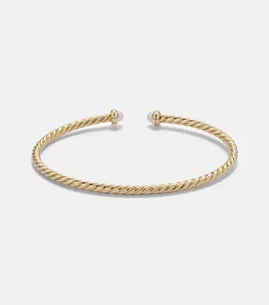 David Yurman Cablespira Flex Micro 18kt gold cuff bracelet with pearls | Thumbnail 2