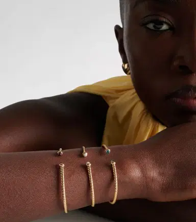 David Yurman Cablespira Flex Micro 18kt gold cuff bracelet with pearls | Thumbnail 3