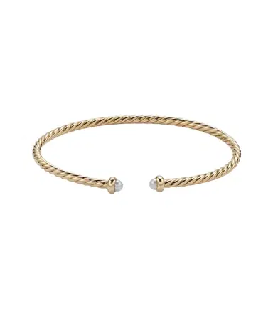 David Yurman Cablespira Flex Micro 18kt gold cuff bracelet with pearls | Thumbnail 1