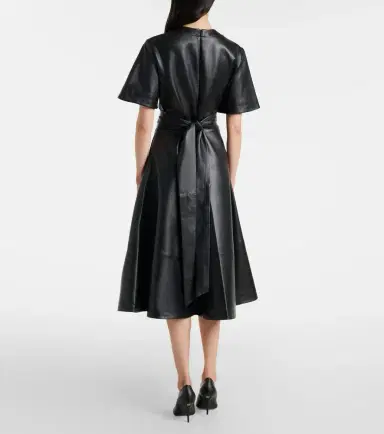 Altuzarra Gathered leather midi dress | Thumbnail 5