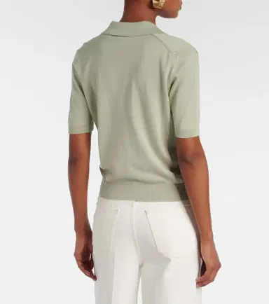 Altuzarra Clay cropped cotton and silk polo sweater | Thumbnail 3 Altuzarra Clay cropped cotton and silk polo sweater | Thumbnail 3