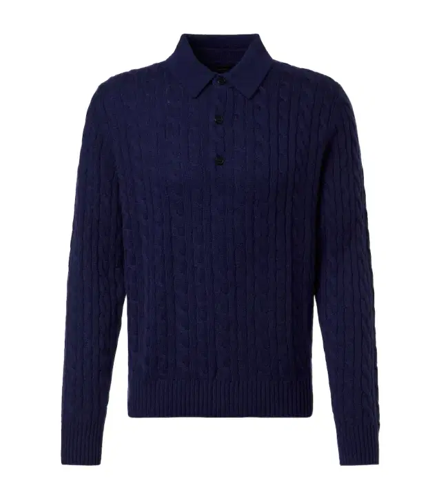 Arch4 Cable-knit cashmere polo sweater