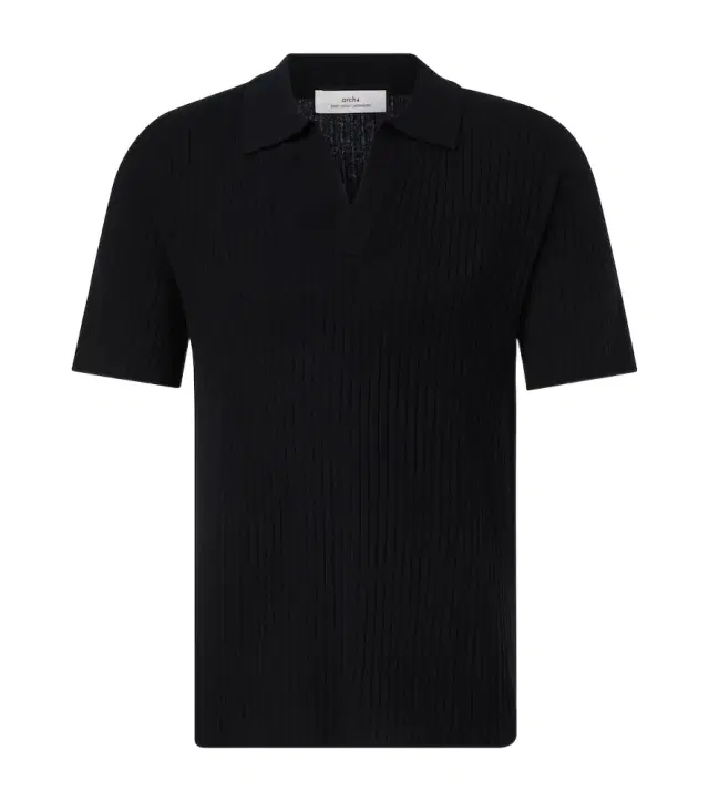 Ribbed-knit cashmere polo shirt