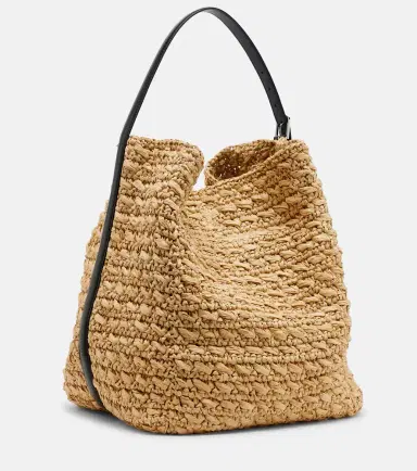 Toteme Leather-trimmed raffia and paper bucket bag | Thumbnail 2