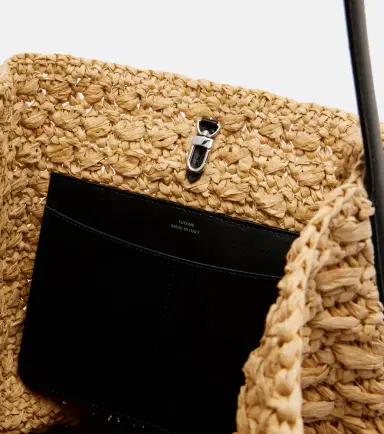Toteme Leather-trimmed raffia and paper bucket bag | Thumbnail 3