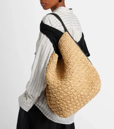 Toteme Leather-trimmed raffia and paper bucket bag | Thumbnail 4