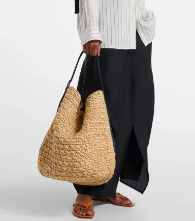 Toteme Leather-trimmed raffia and paper bucket bag | Thumbnail 6