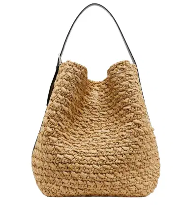 Toteme Leather-trimmed raffia and paper bucket bag | Thumbnail 1