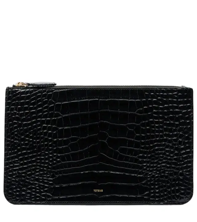 Toteme Threefold croc-effect leather clutch