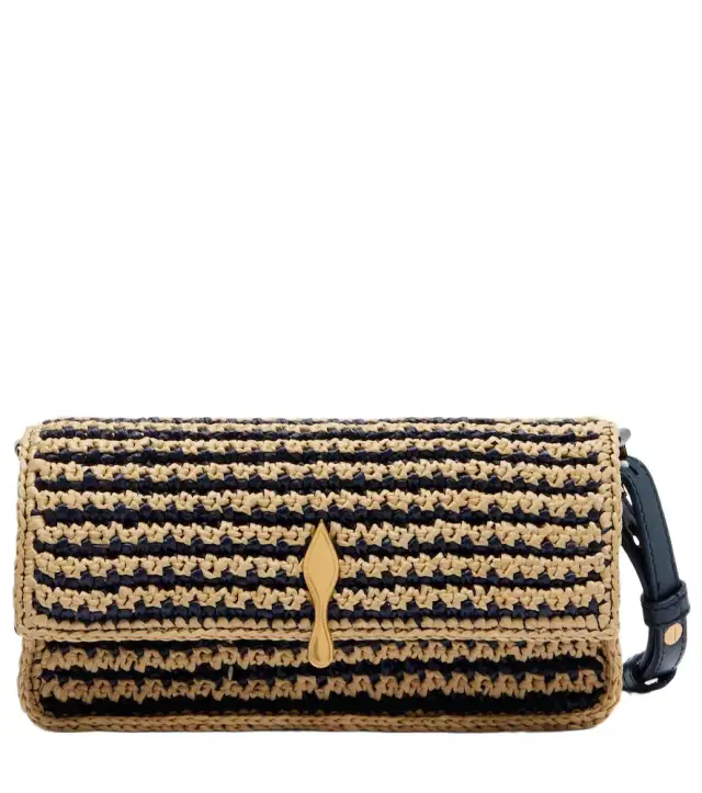 Christian Louboutin Bettina Mini leather-trimmed crochet clutch