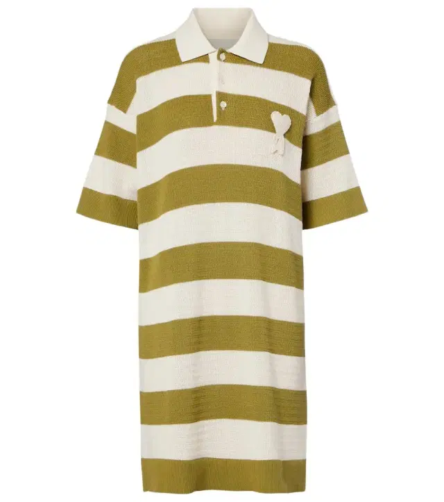 Ami Paris Ami de Caur striped cotton polo dress