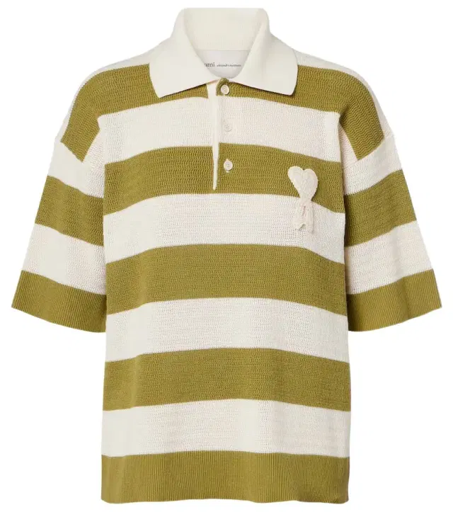 Ami Paris Ami de Caur striped cotton polo shirt