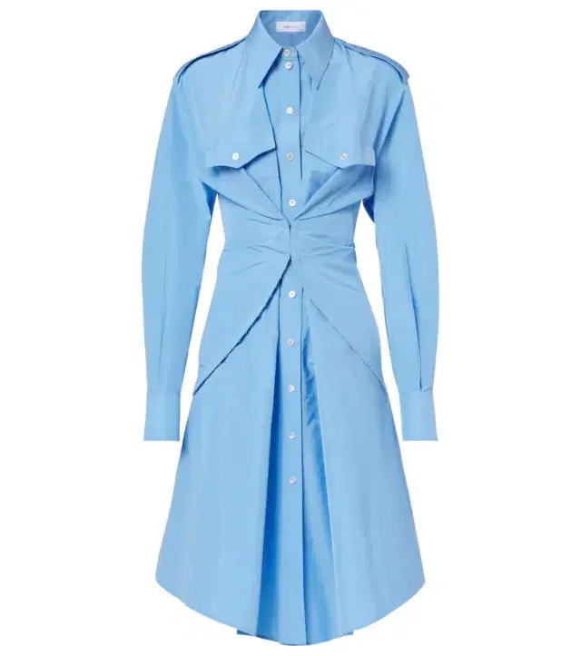 Cotton-blend taffeta shirt dress