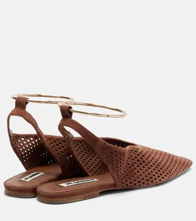 Jil Sander Perforated suede slingback flats | Thumbnail 3