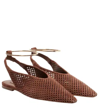 Jil Sander Perforated suede slingback flats | Thumbnail 1