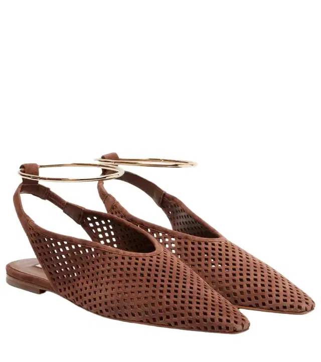 Jil Sander Perforated suede slingback flats