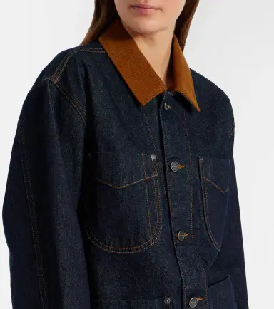 Khaite Wyatt corduroy-trimmed denim jacket | Thumbnail 2