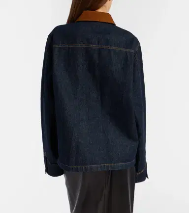 Khaite Wyatt corduroy-trimmed denim jacket | Thumbnail 4