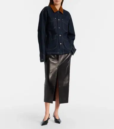 Khaite Wyatt corduroy-trimmed denim jacket | Thumbnail 5
