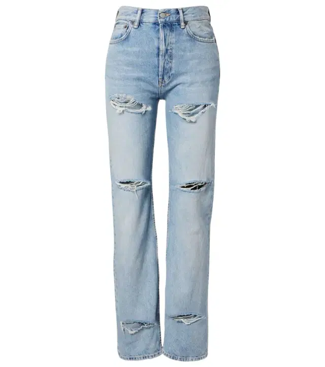 Distressed straight jeans