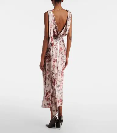 Acne Studios Scarf-detail floral midi dress | Thumbnail 5