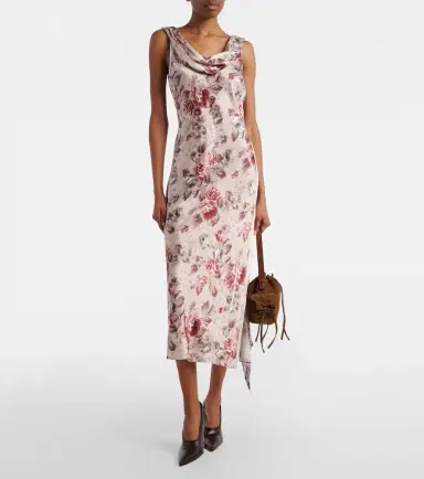 Acne Studios Scarf-detail floral midi dress | Thumbnail 6