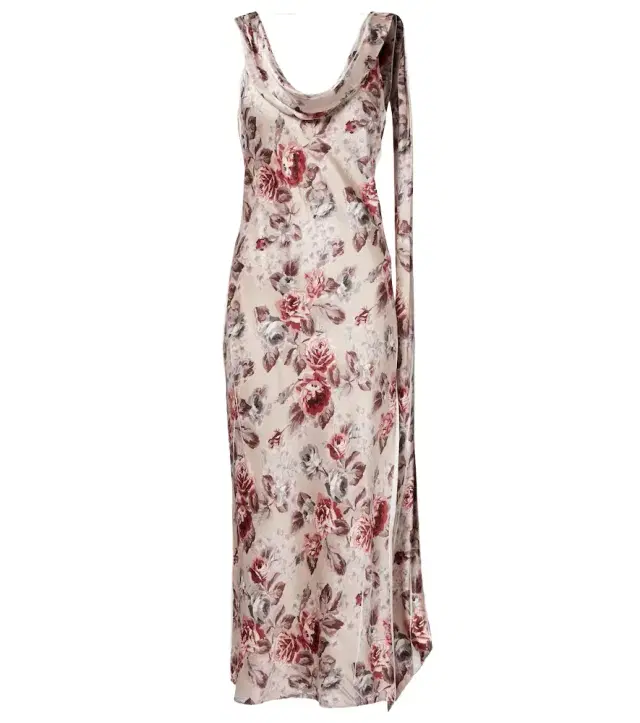 Scarf-detail floral midi dress