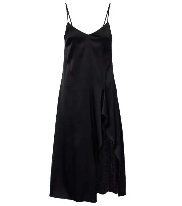 Lace-trimmed satin slip dress