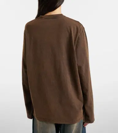 Acne Studios Edden embroidered leather-trimmed cotton jersey T-shirt | Thumbnail 4 Acne Studios Edden embroidered leather-trimmed cotton jersey T-shirt | Thumbnail 4