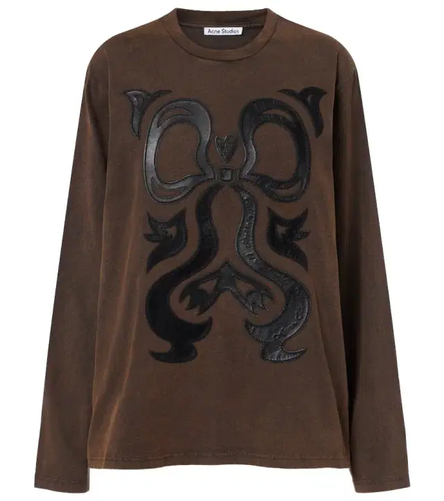Edden embroidered leather-trimmed cotton jersey T-shirt