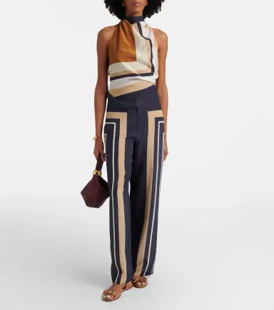 SIR. Printed halterneck silk top | Thumbnail 2