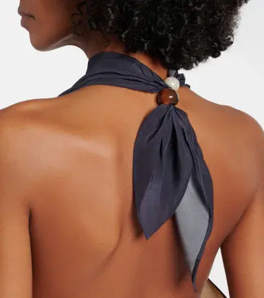 SIR. Printed halterneck silk top | Thumbnail 4
