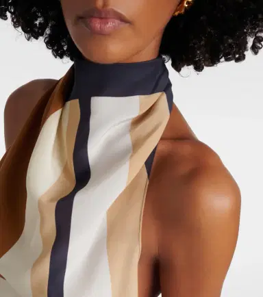 SIR. Printed halterneck silk top | Thumbnail 5