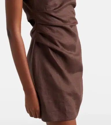 SIR One-shoulder linen minidress | Thumbnail 3