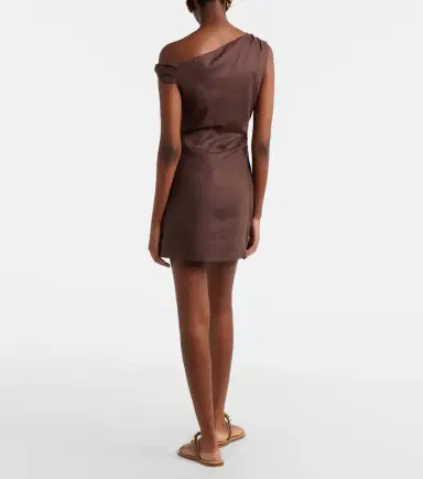 SIR One-shoulder linen minidress | Thumbnail 4