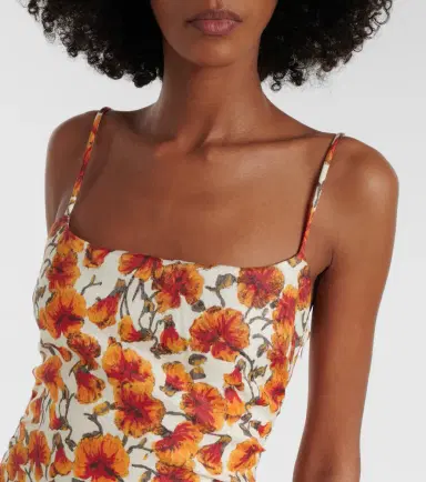 SIR Floral linen midi dress | Thumbnail 4
