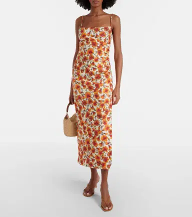 SIR Floral linen midi dress | Thumbnail 5
