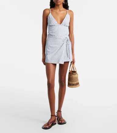 SIR. Pinstripe cotton-blend wrap skirt | Thumbnail 5