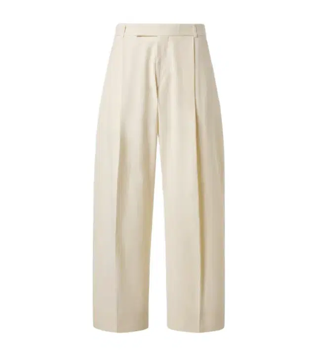 Pull cotton and linen wide-leg pants