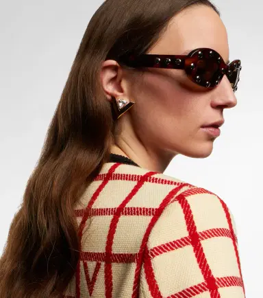 Valentino VLogo studded oval sunglasses | Thumbnail 2