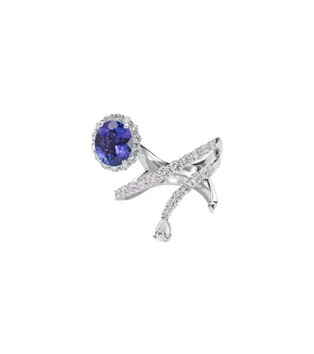 Yeprem Reign Supreme 18kt white gold ring with tanzanite and diamonds