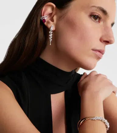 YEPREM 18kt white gold drop earrings with diamonds | Thumbnail 3 YEPREM 18kt white gold drop earrings with diamonds | Thumbnail 3