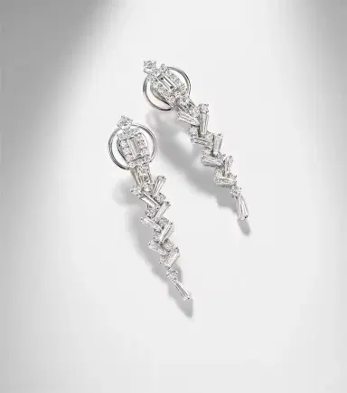 YEPREM 18kt white gold drop earrings with diamonds | Thumbnail 5 YEPREM 18kt white gold drop earrings with diamonds | Thumbnail 5