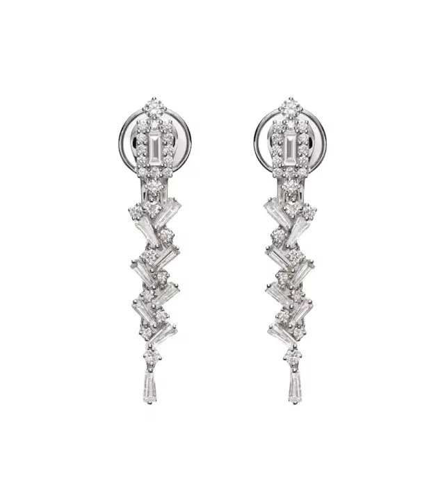 Yeprem 18kt white gold drop earrings with diamonds