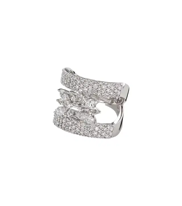 Yeprem Y-Not 18kt white gold ring with diamonds