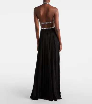 Alaïa Alaïa Leather-trimmed draped gown | Thumbnail 3