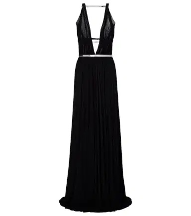 Alaïa Alaïa Leather-trimmed draped gown | Thumbnail 1