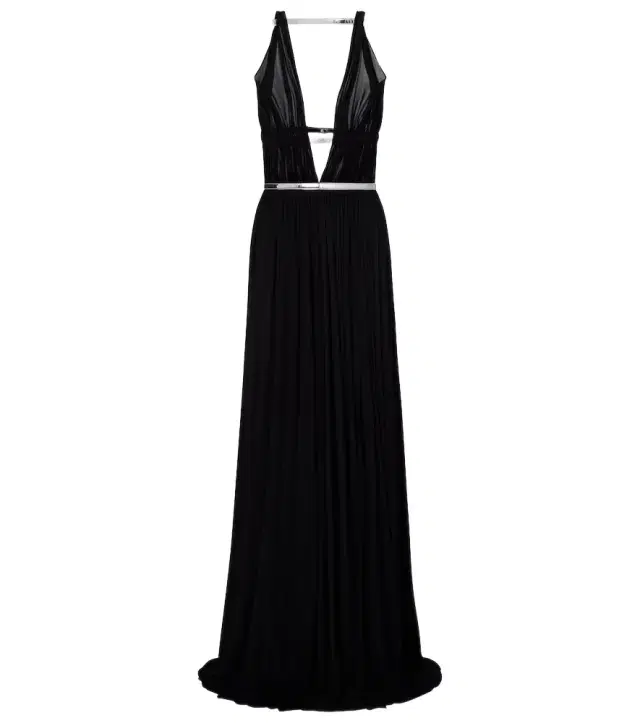 Alaïa Leather-trimmed draped gown